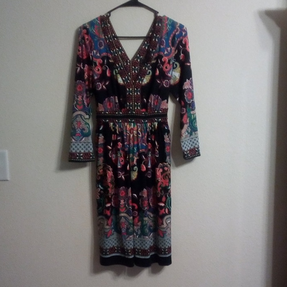 Trulli multi V neck knee length dress